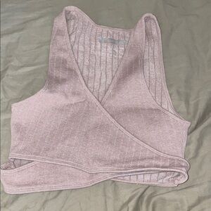 Forever 21 Light Pink Ribbed Wrap Crop Top
